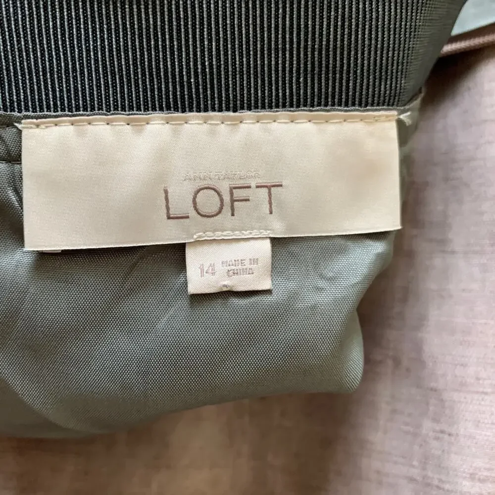 LOFT Skirt Blue Gray Taupe Colorblock Pencil Above Knee Career Skirt Size 14